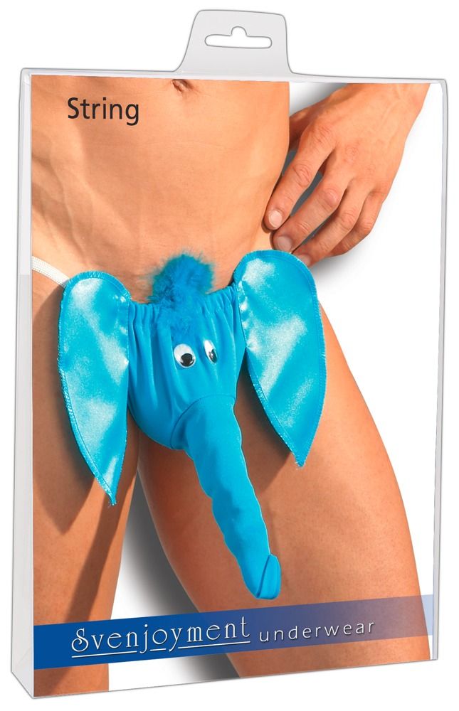 Śmieszne stringi męskie niebieski słoń super prezent