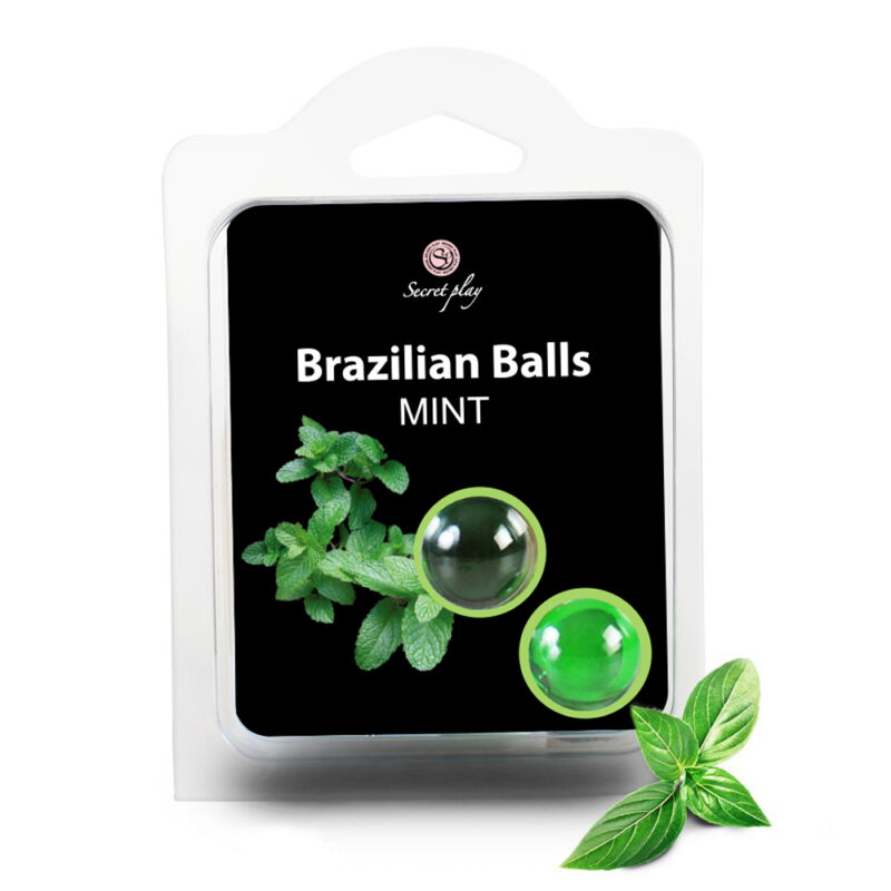 Lubrykant kulki brazylijskie zestaw 2 BRAZILIAN BALLS MINT Secret Play żel  na super mocny orgazm