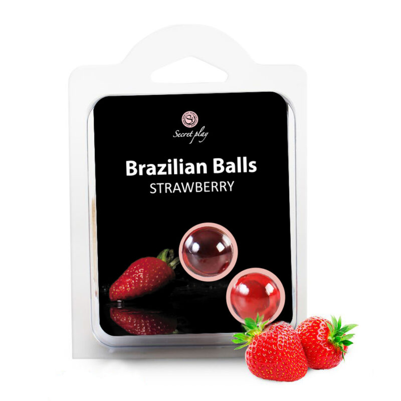 Lubrykant kulki brazylijskie zestaw 2 BRAZILIAN BALLS STRAWBERRY Secret Play żel  na super mocny orgazm