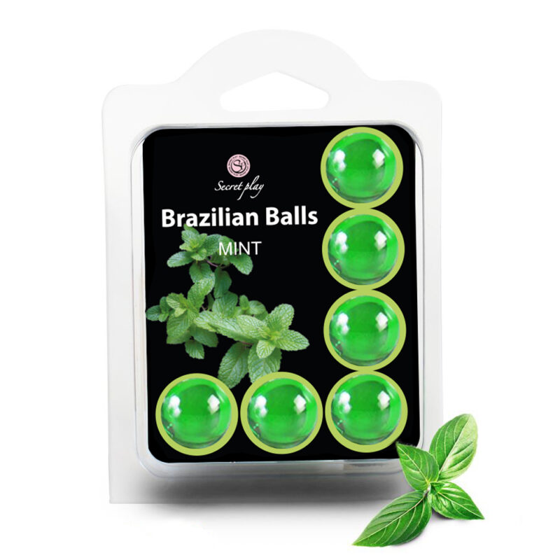 Lubrykant kulki brazylijskie zestaw 6 BRAZILIAN BALLS MINT Secret Play żel  na super mocny orgazm