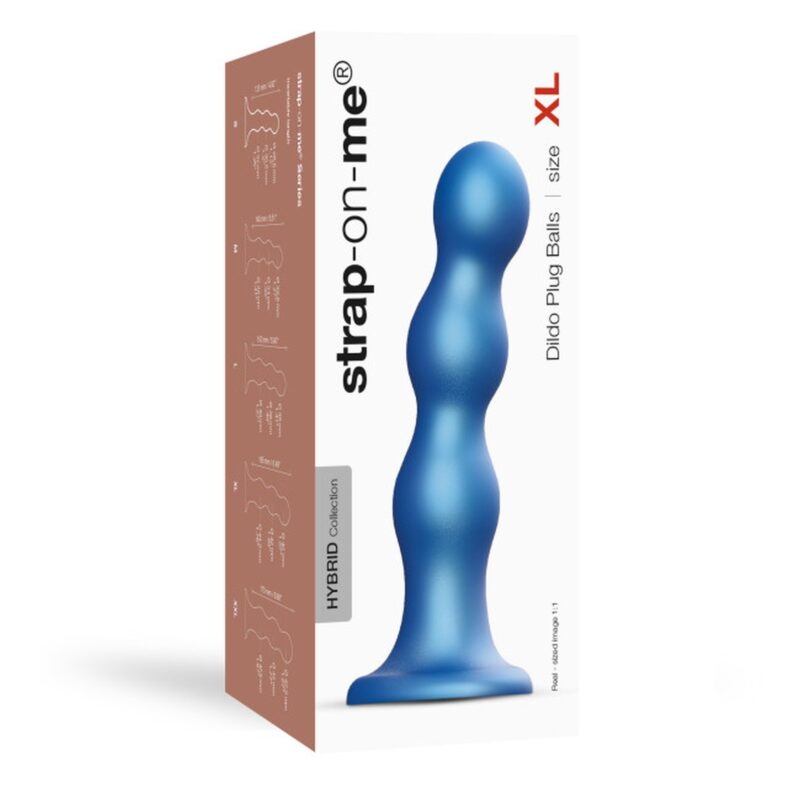 DILDO PLUG BALLS METALLIC BLUE XL - Anatomiczne dildo analne zabawka do penetracji analnej