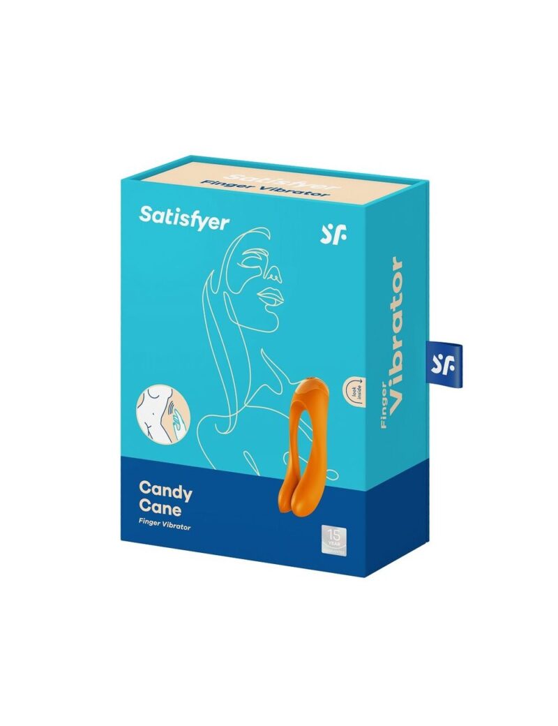 Satisfyer Candy Cane Finger Vibrator ( Orange ) Wibrator na palec do masturbacji i seksu pomarańczowy