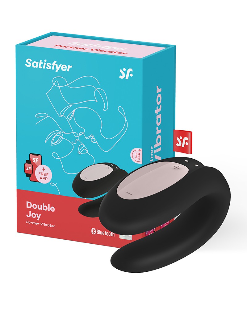 Satisfyer Double Joy Partner Vibrator App Black Wibrator dla par sterowany aplikacją czarny