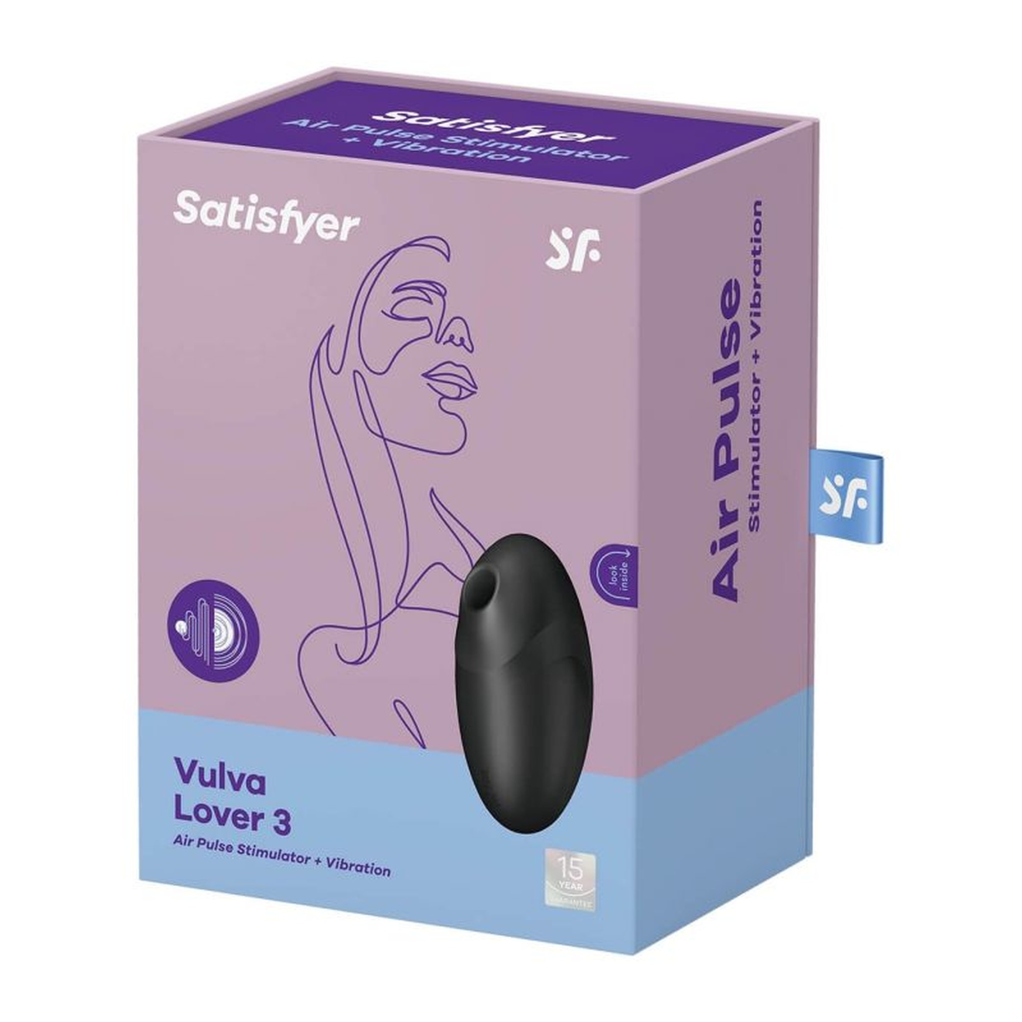 Satisfyer Vulva Lover 3 black Pulsacyjny ciśnieniowy stymulator łechtaczki z wibracjami czarny