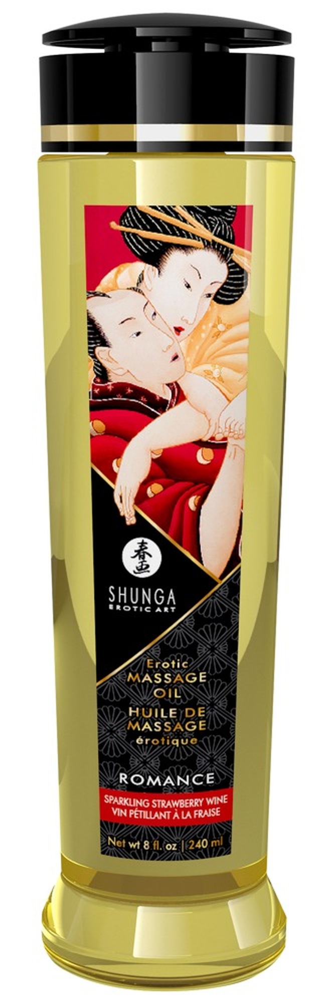 Shunga Massage Oil Romance STRAWBERY WINE zrobi nastrój w sypialni