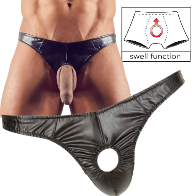 męskie majtki do seksu z penisem i jądrami na wierzchu push up penis imitacja skóry otwarte stringi do seksu dla mężczyzn