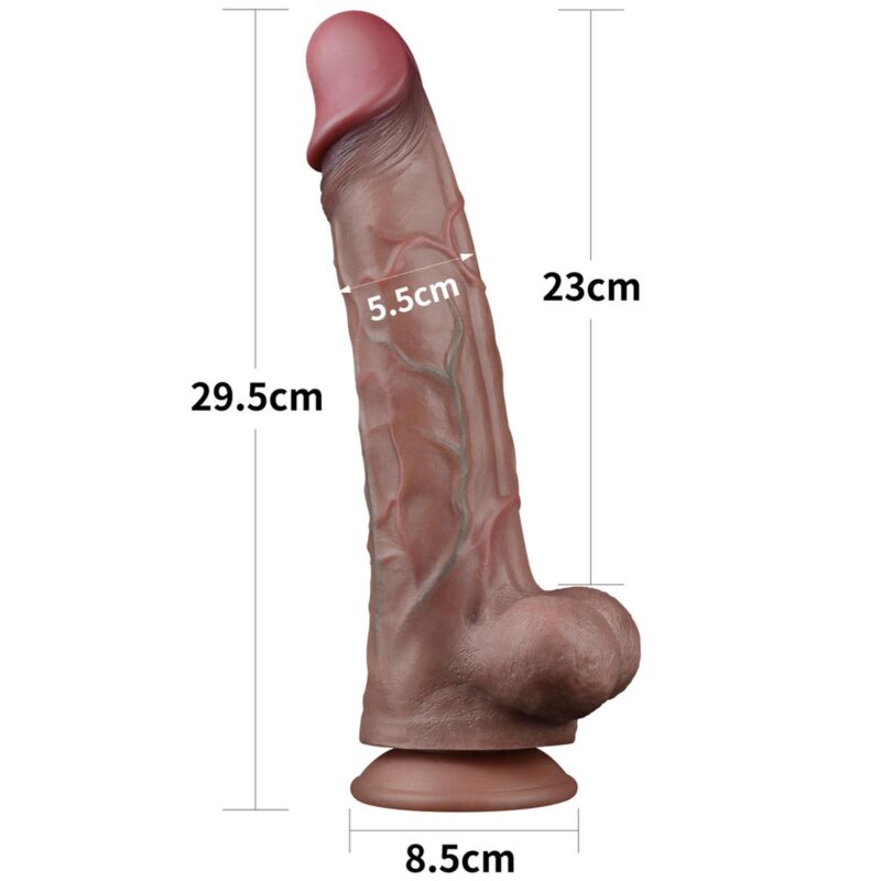 Lovetoy 11.5'' Dual Layered Platinum Silicone Cock Dildo Realistyczne zabawka do zabaw erotycznych