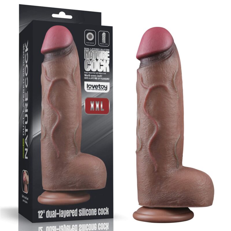 Lovetoy 12"""" Dual Layered Silicone Cock XXL Dildo Realistyczne zabawka do zabaw erotycznych