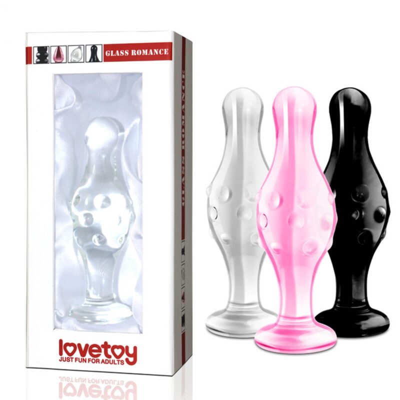 Lovetoy 4.5"" Glass Romance Black Anal Plugi szklane zabawka do zabaw erotycznych
