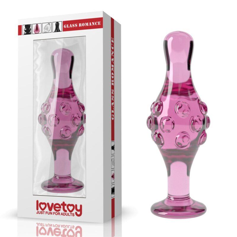 Lovetoy 4.5"" Glass Romance Pink Anal Plugi szklane zabawka do zabaw erotycznych