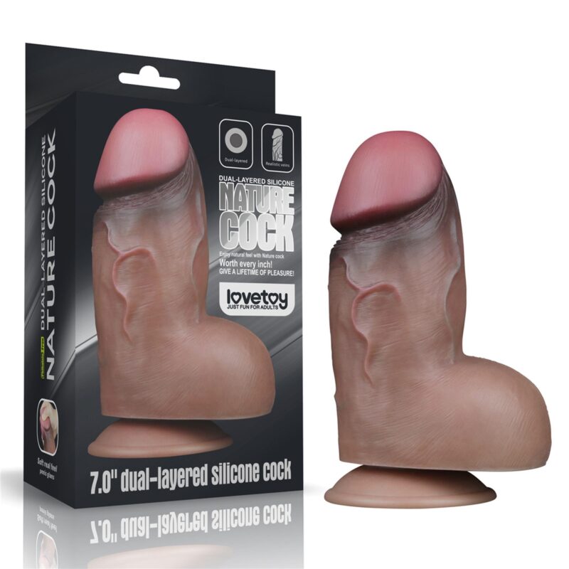 Lovetoy 7.0'' Dual Layered Platinum Silicone Cock Dildo Realistyczne zabawka do zabaw erotycznych