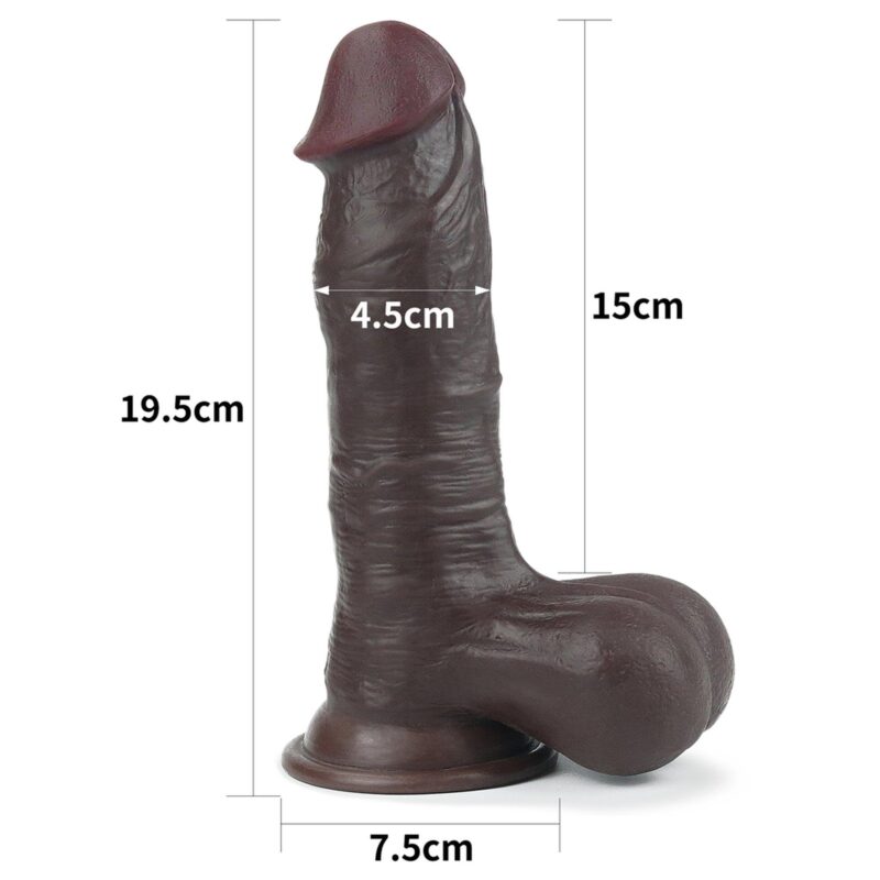 Lovetoy 7.8'' Sliding Skin Dual Layer Dong - Whole Testicle (Black) Dildo Realistyczne zabawka do zabaw erotycznych