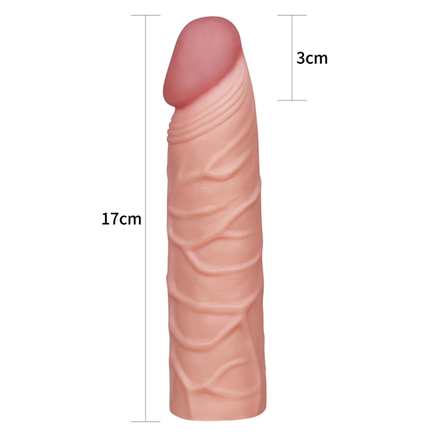 Lovetoy Add 1"" Pleasure X Tender Penis Sleeve Flesh Nakładki Przedłużki zabawka do zabaw erotycznych