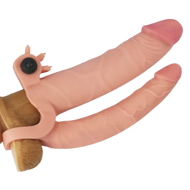 Lovetoy Add 1"" Pleasure X Tender Vibrating Double Penis Sleeve Nakładki Przedłużki zabawka do zabaw erotycznych