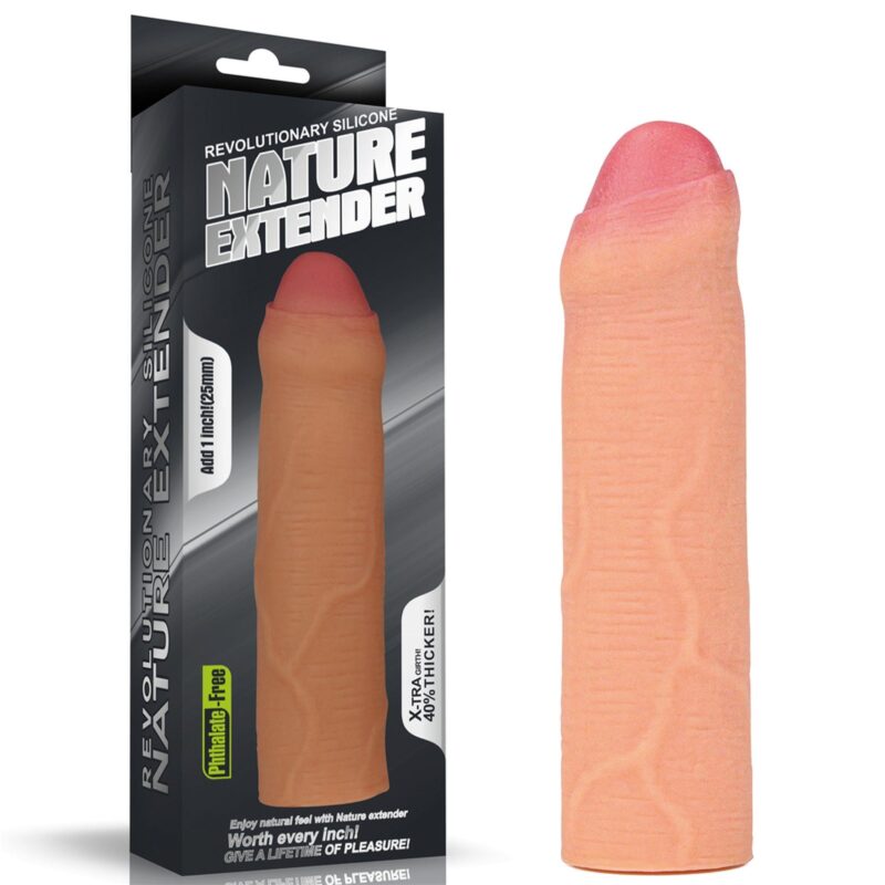 Lovetoy Add 1"" Revolutionary Silicone Nature Extender Uncircumcised Nakładki Przedłużki zabawka do zabaw erotycznych