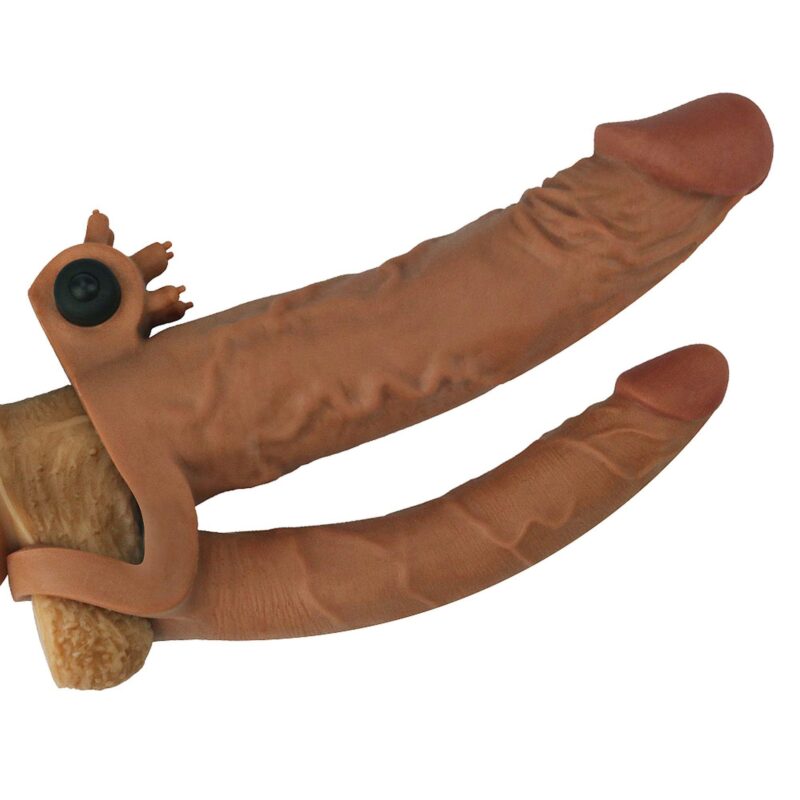 Lovetoy Add 2"" Pleasure X Tender Vibrating Double Penis Sleeve Nakładki Przedłużki zabawka do zabaw erotycznych