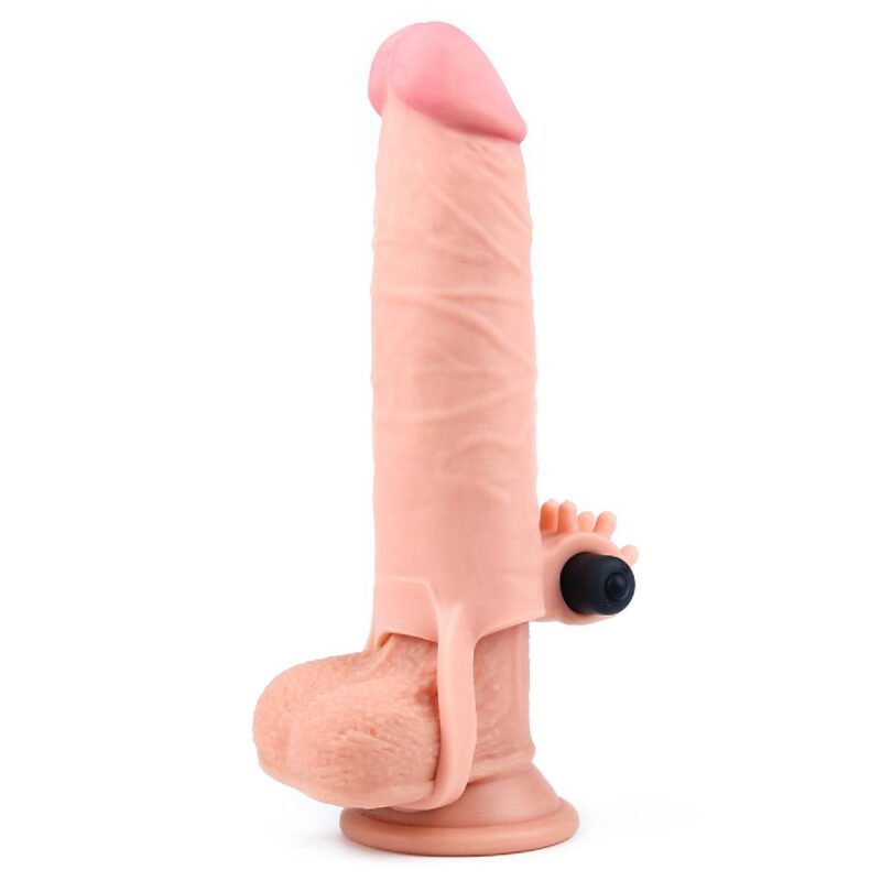 Lovetoy Add 2"" Pleasure X Tender Vibrating Penis Sleeve Flesh Nakładki Przedłużki zabawka do zabaw erotycznych