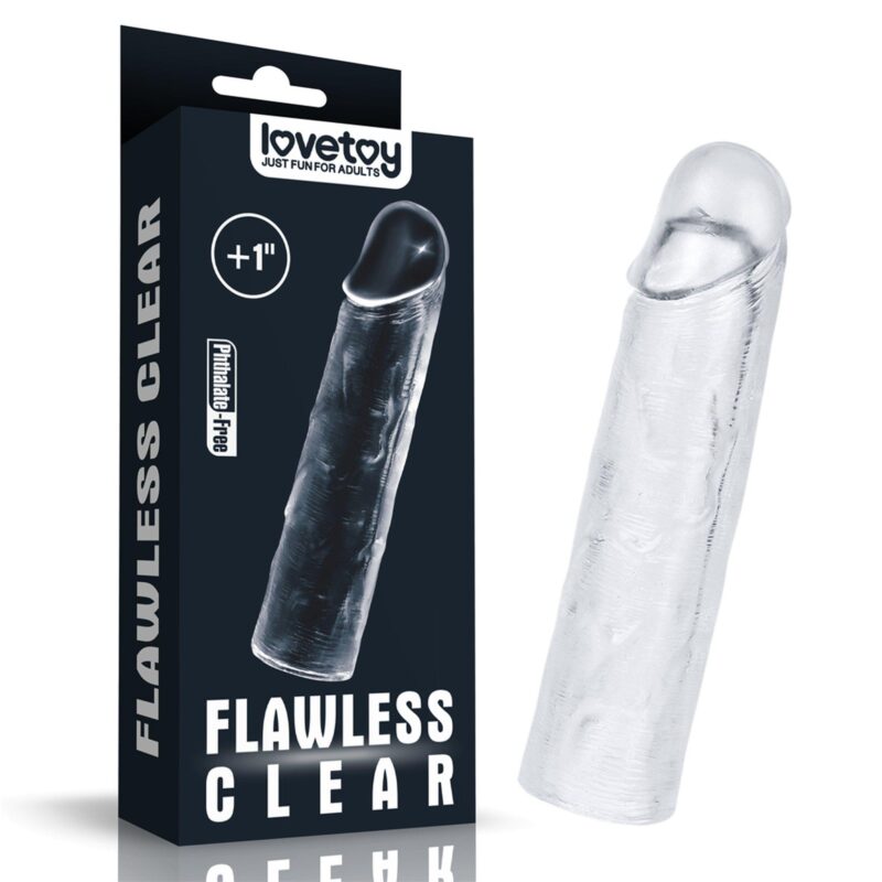 Lovetoy Flawless Clear Penis Sleeve Add 1'' Nakładki Przedłużki zabawka do zabaw erotycznych