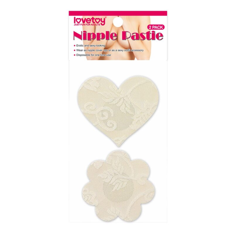 Lovetoy Lace Heart and Flower Nipple Pasties (2 Pack) Bielizna damska Pozostałe zabawka do zabaw erotycznych