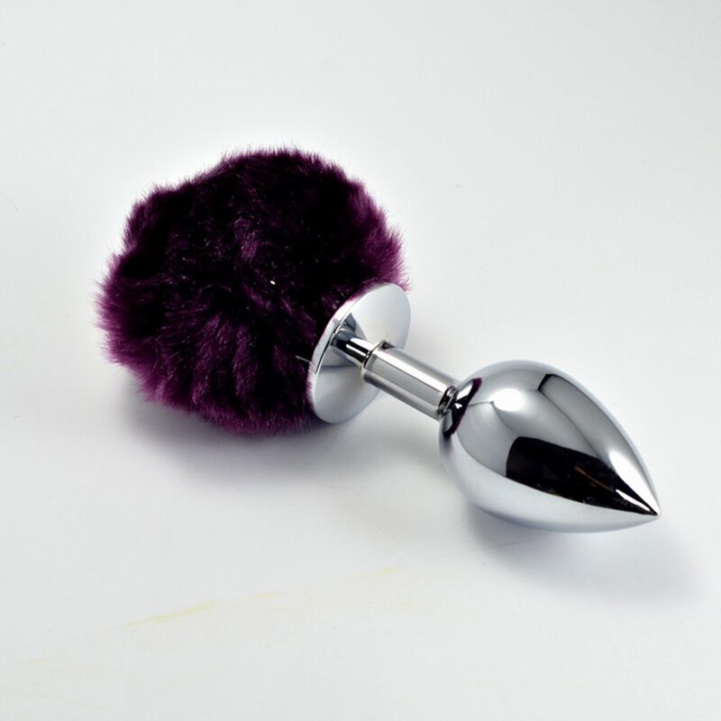 Lovetoy Pompon Metal Plug Large Purple Anal Biżuteria analna zabawka do zabaw erotycznych