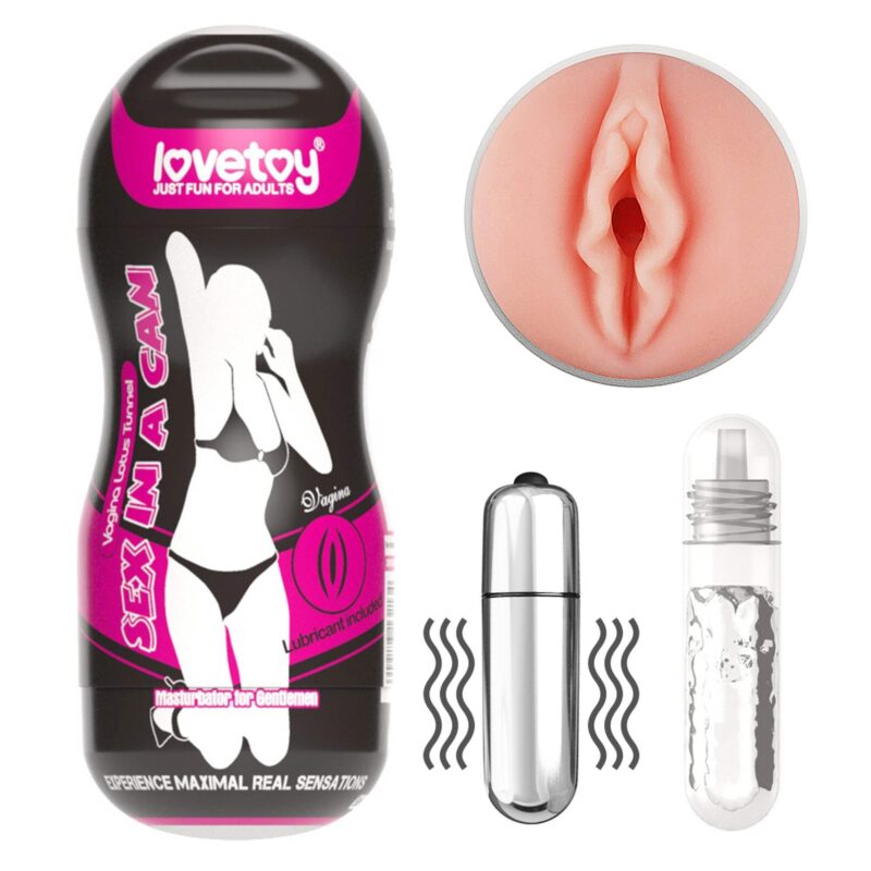 Lovetoy Sex In A Can Vagina Lotus Tunnel - Vibrating Waginy Z wibracją zabawka do zabaw erotycznych