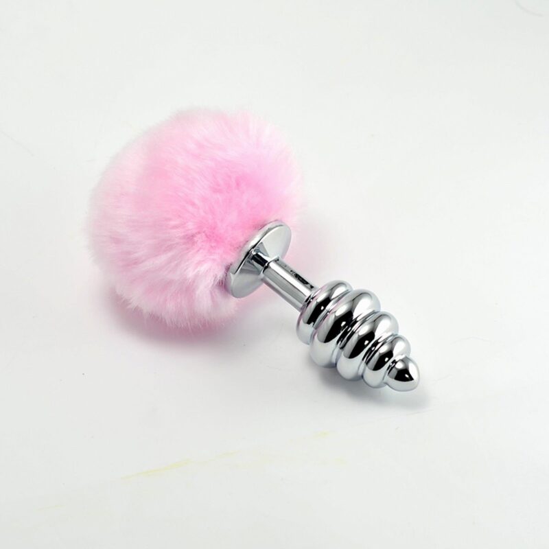 Lovetoy Spiral Pompon Metal Plug Pink Anal Biżuteria analna zabawka do zabaw erotycznych