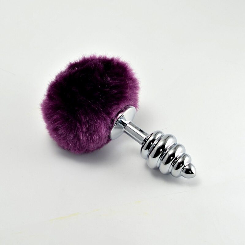Lovetoy Spiral Pompon Metal Plug Purple Anal Biżuteria analna zabawka do zabaw erotycznych